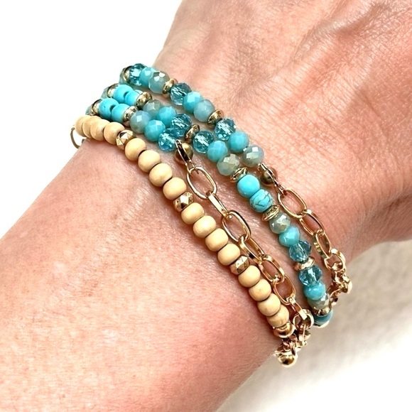 NWT Riah Fashion Leather Tassel Boho Necklace Bracelet - Picture 7 of 8